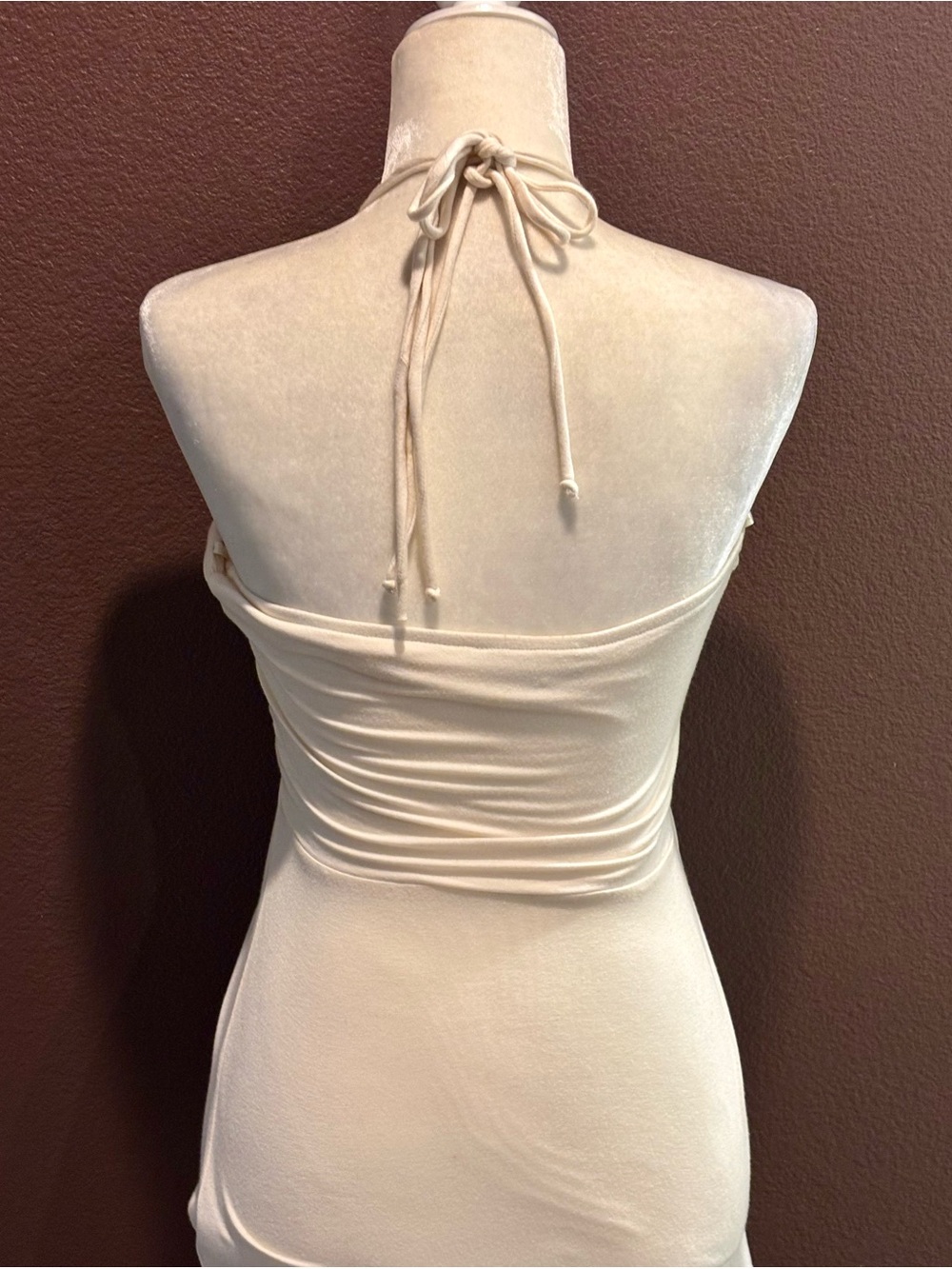 Cream Glamorously Jeweled,Sleeveless Gathered-Front Camisole - Picture 6 of 6